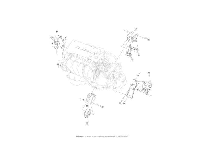 Запчасти Lifan Cebrium Поколение I (2012)  — Опоры двигателя — схема