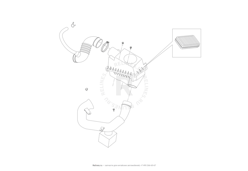 Запчасти Lifan Cebrium Поколение I (2012)  — Воздушный фильтр и корпус — схема