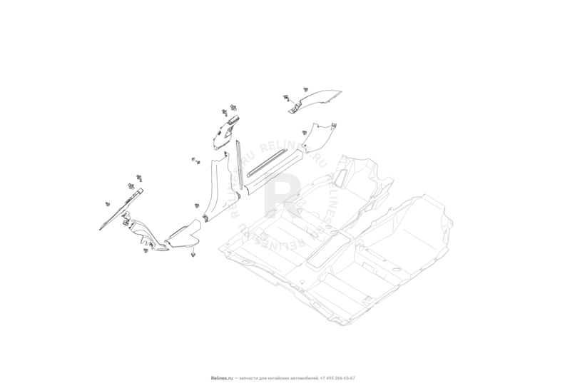Запчасти Lifan Cebrium Поколение I (2012)  — Обшивка стоек и накладки порогов — схема