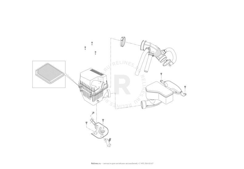 Запчасти Lifan Murman Поколение I (2015)  — Воздушный фильтр и корпус (1.8L) — схема