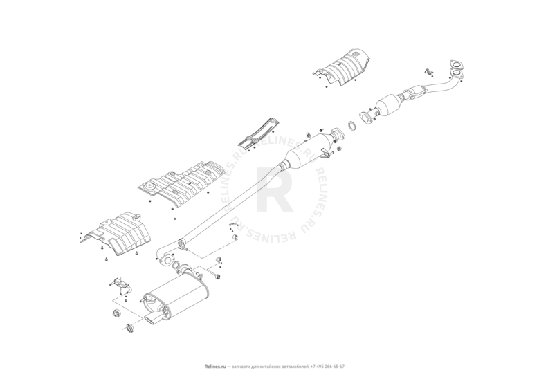 Запчасти Lifan Murman Поколение I (2015)  — Выпускной коллектор и глушитель (1.8L) (2) — схема
