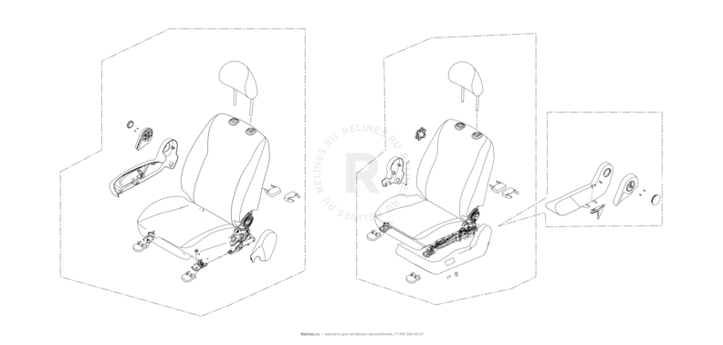 Запчасти Lifan Murman Поколение I (2015)  — Передние сиденья — схема