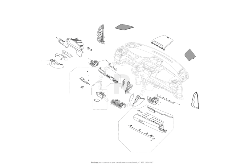 Запчасти Lifan Murman Поколение I (2015)  — Комплектующие передней панели (торпедо) — схема