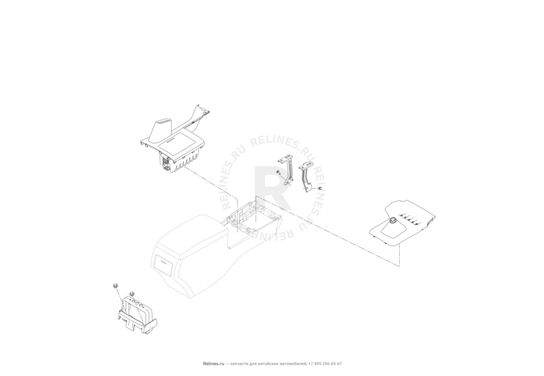 Запчасти Lifan Murman Поколение I (2015)  — Комплектующие центрального тоннеля (консоли) (1.8L) — схема