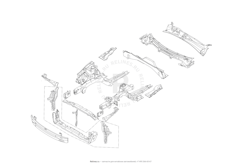 Запчасти Lifan Murman Поколение I (2015)  — Кузовные детали передней части — схема