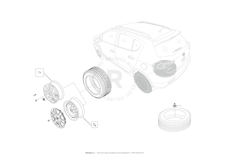 Запчасти Lifan X50 Поколение I (2014)  — Колеса и шины — схема