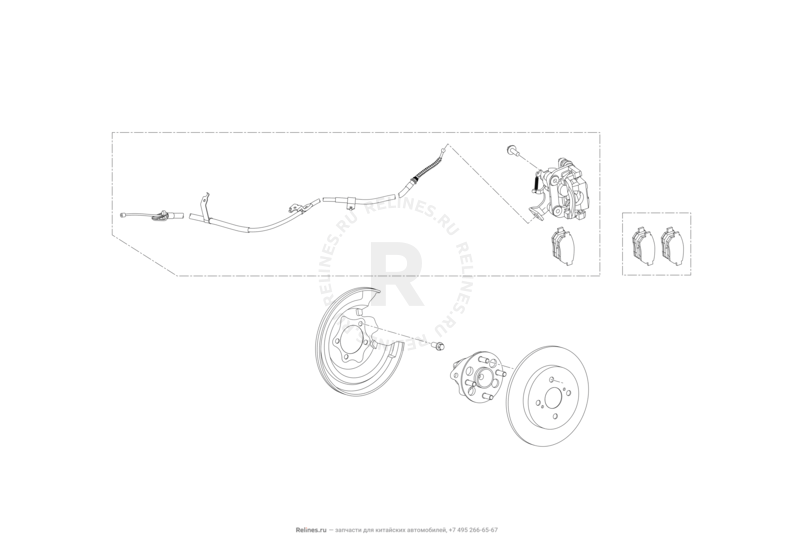Запчасти Lifan X50 Поколение I (2014)  — Задний тормоз (Disc Brake) — схема