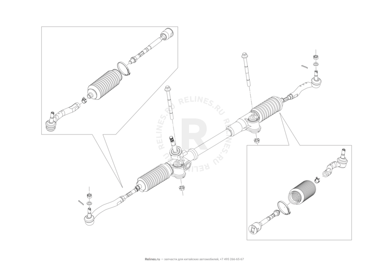 Запчасти Lifan X50 Поколение I (2014)  — Рулевая рейка — схема