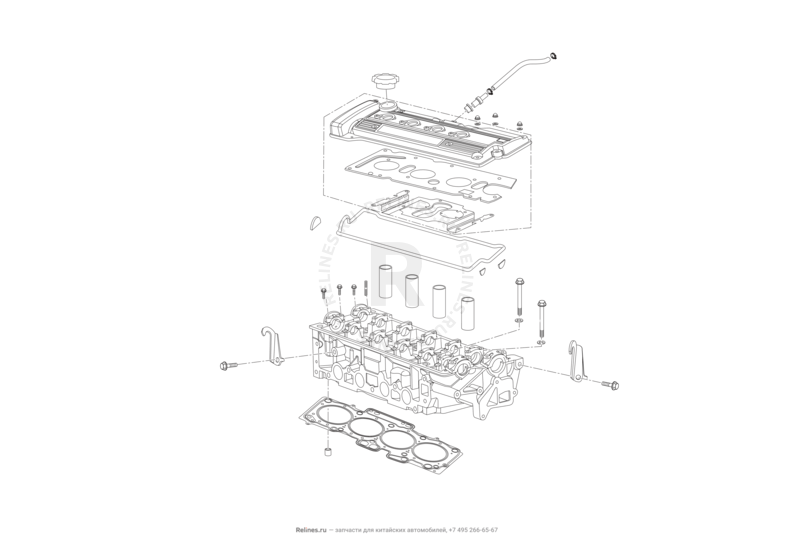 Запчасти Lifan X50 Поколение I (2014)  — Головка блока цилиндров и клапанная крышка — схема