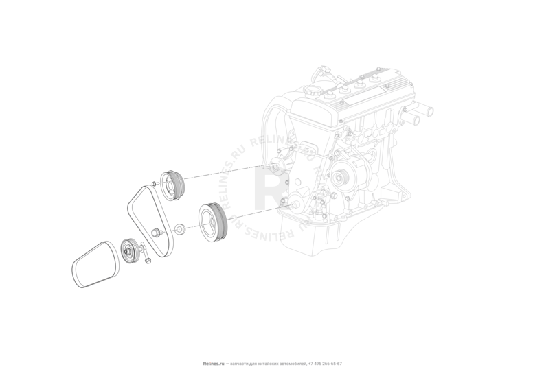 Запчасти Lifan X50 Поколение I (2014)  — Приводной ремень, ролики и шкивы — схема