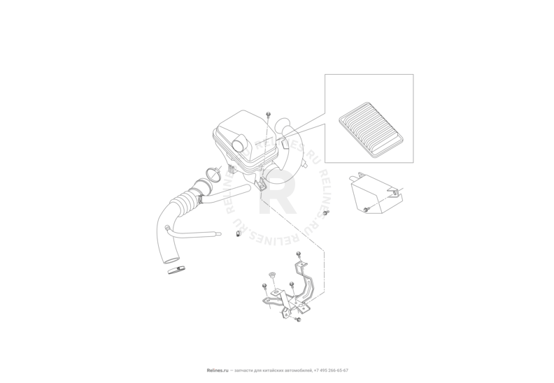 Запчасти Lifan X50 Поколение I (2014)  — Воздушный фильтр и корпус — схема
