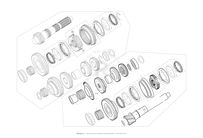 Запчасти Lifan X50 Поколение I (2014)  — Вторичный (выходной, ведомый) вал — схема