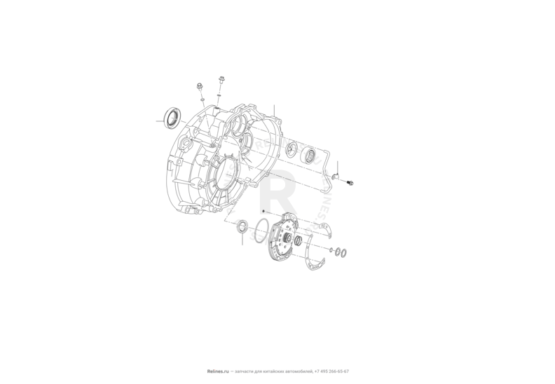 Запчасти Lifan X50 Поколение I (2014)  — КПП — передняя часть — схема