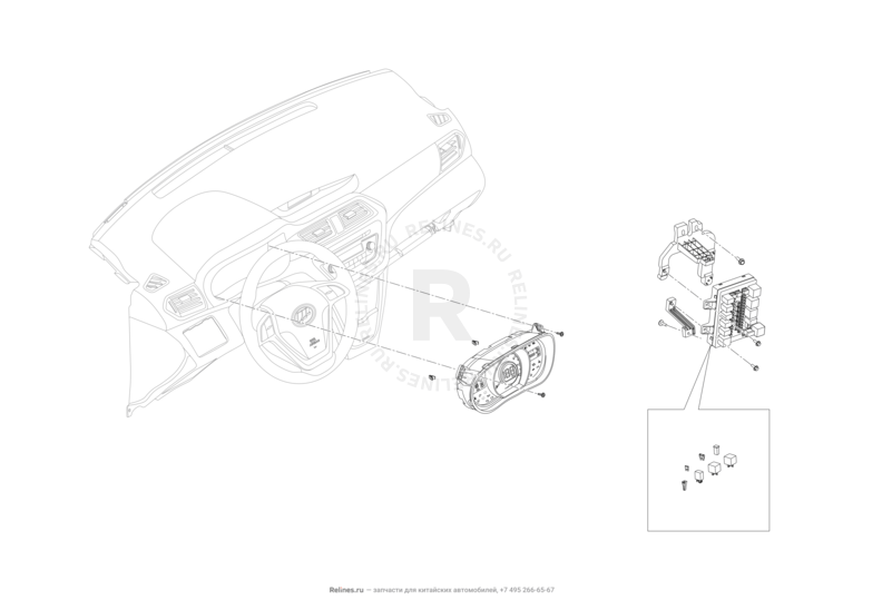 Запчасти Lifan X50 Поколение I (2014)  — Комбинация приборов и блок предохранителей — схема