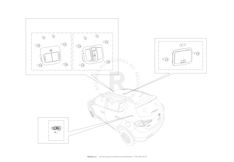 Запчасти Lifan X50 Поколение I (2014)  — Внутреннее (интерьерное) освещение — схема