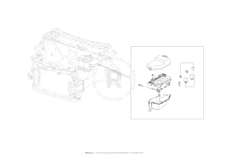 Запчасти Lifan X50 Поколение I (2014)  — Предохранители и реле моторного отсека — схема