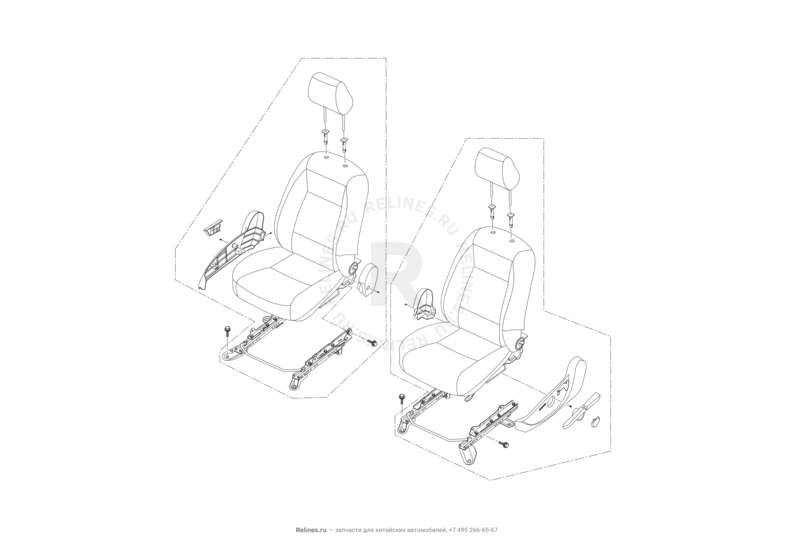Запчасти Lifan X50 Поколение I (2014)  — Передние сиденья — схема