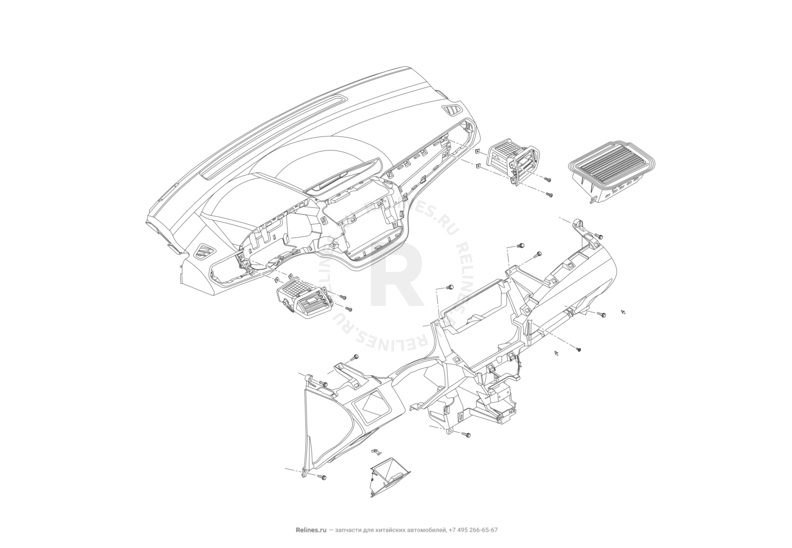 Запчасти Lifan X50 Поколение I (2014)  — Передняя панель (торпедо) — схема