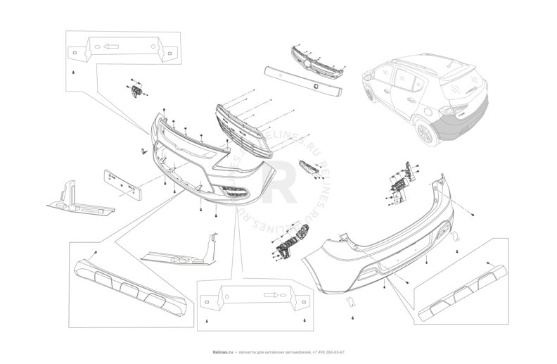 Запчасти Lifan X50 Поколение I (2014)  — Бампер — схема