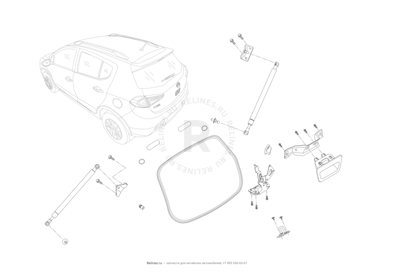 Замок и комплектующие крышки багажника Lifan X50 — схема