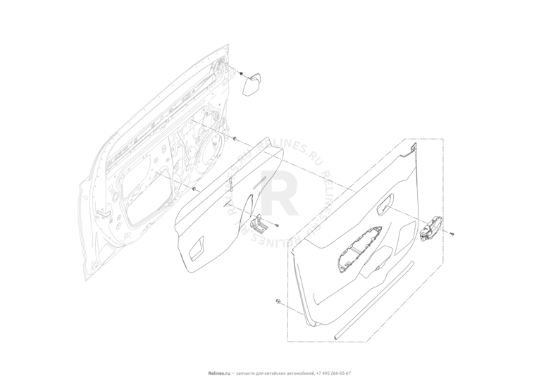 Обшивка передней двери Lifan X50 — схема