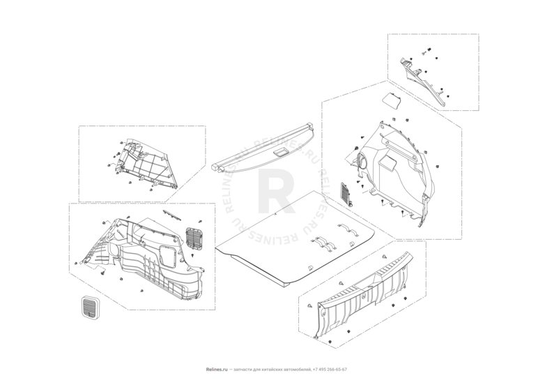 Запчасти Lifan X50 Поколение I (2014)  — Обшивка багажного отсека (багажника) — схема