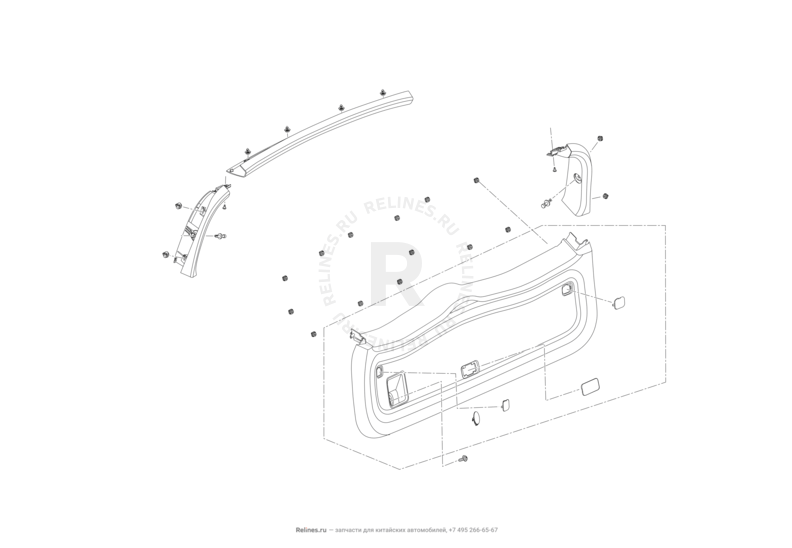 Запчасти Lifan X50 Поколение I (2014)  — Обшивка 5-й двери (багажника) — схема