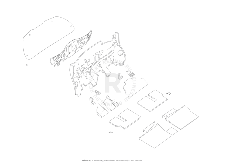 Запчасти Lifan X50 Поколение I (2014)  — Шумоизоляция — схема