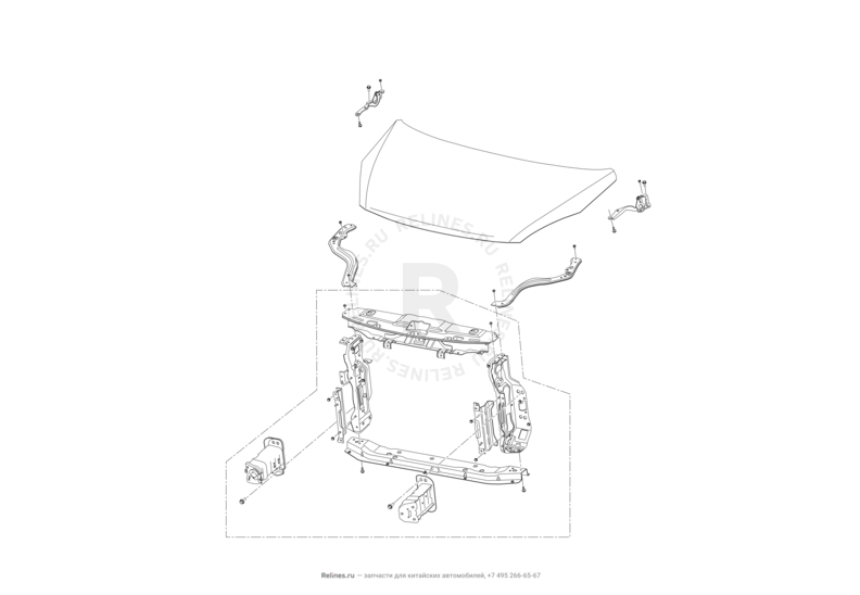Запчасти Lifan X50 Поколение I (2014)  — Капот, панель радиатора (телевизор) — схема