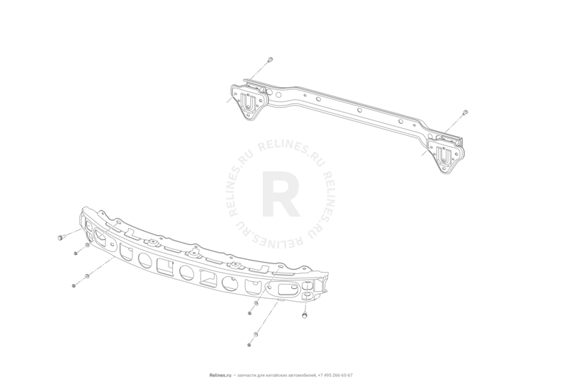 Запчасти Lifan X50 Поколение I (2014)  — Усилители переднего и заднего бампера — схема