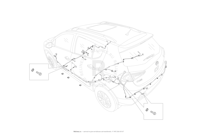 Запчасти Lifan X50 Поколение I (2014)  — Проводка кузова — схема