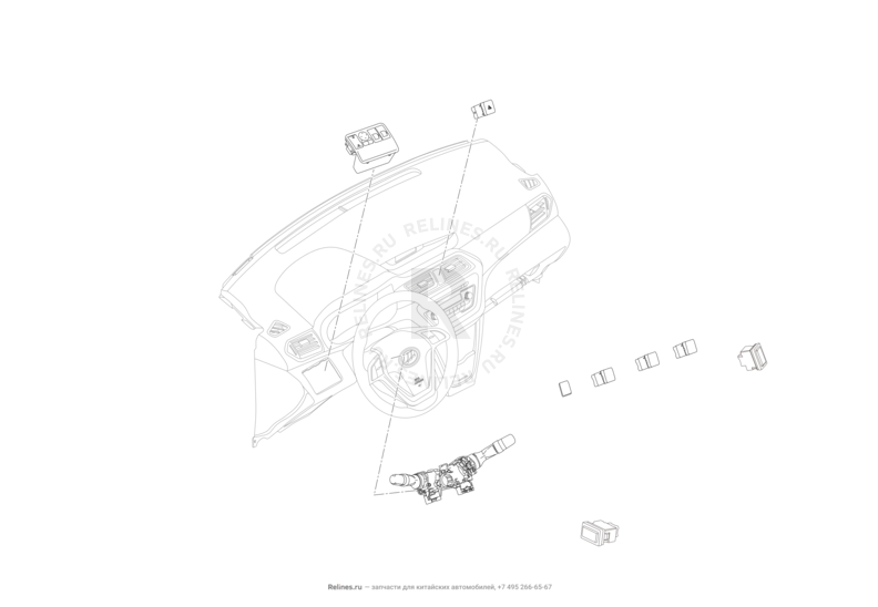 Запчасти Lifan X50 Поколение I (2014)  — Переключатели подрулевые и передней панели — схема