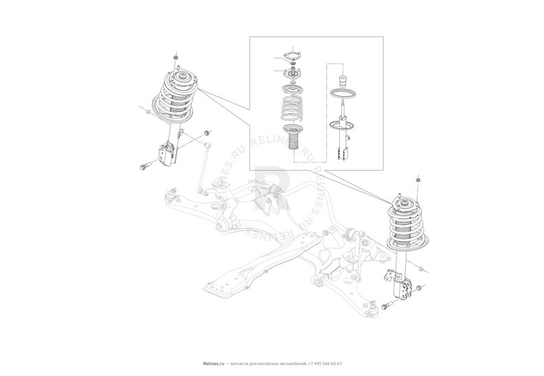 Запчасти Lifan X60 Поколение I и рестайлинги (2011)  — Передние амортизаторы — схема