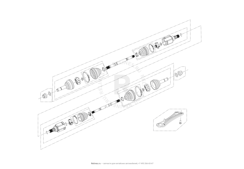 Приводной вал (привод колеса) Lifan X60 — схема