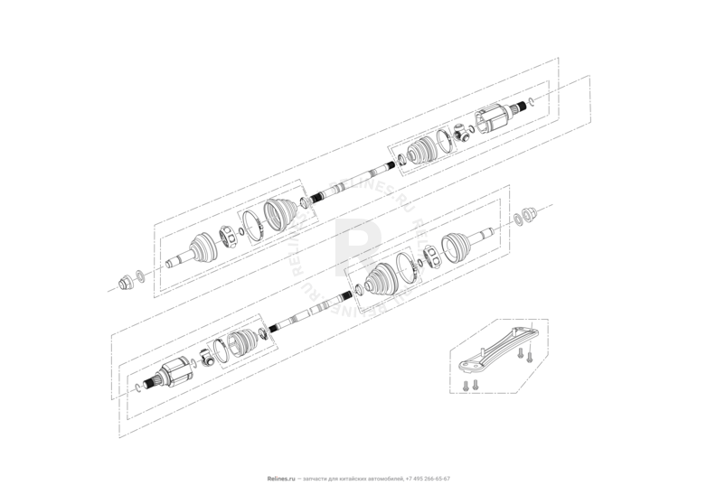 Запчасти Lifan X60 Поколение I и рестайлинги (2011)  — Приводной вал (привод колеса) (CVT) — схема