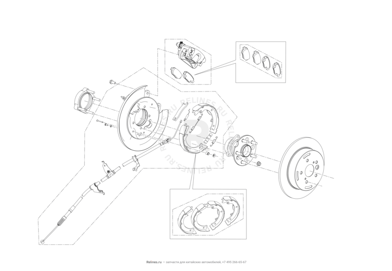 Запчасти Lifan X60 Поколение I и рестайлинги (2011)  — Задний тормоз — схема