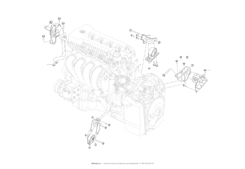 Запчасти Lifan X60 Поколение I и рестайлинги (2011)  — Опоры двигателя (AT) — схема