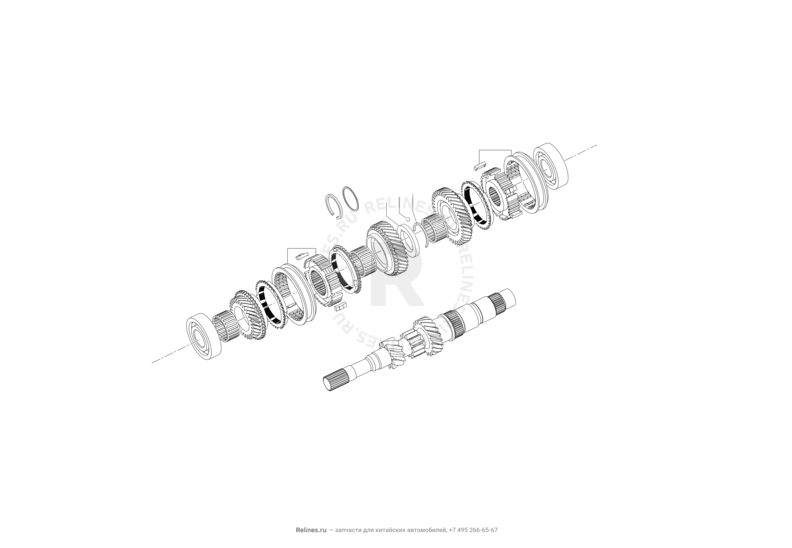 Запчасти Lifan X60 Поколение I и рестайлинги (2011)  — Первичный (входной, ведущий) вал — схема