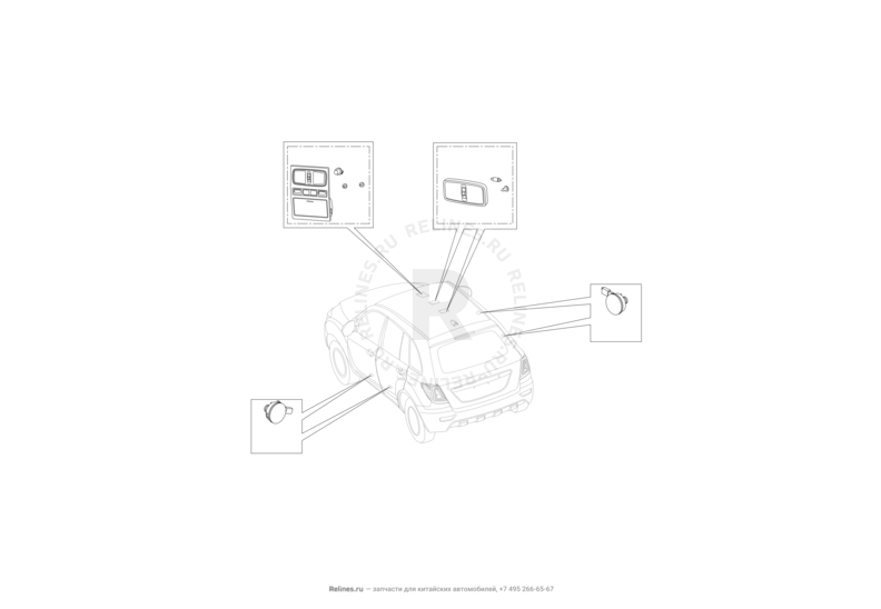 Запчасти Lifan X60 Поколение I и рестайлинги (2011)  — Внутреннее (интерьерное) освещение — схема