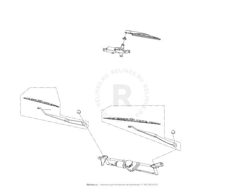 Запчасти Lifan X60 Поколение I и рестайлинги (2011)  — Стеклоочистители — схема