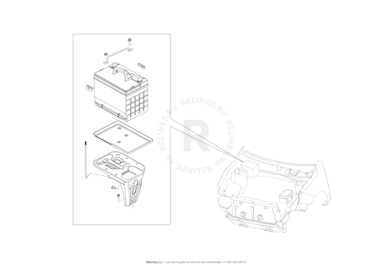 Запчасти Lifan X60 Поколение I и рестайлинги (2011)  — Аккумулятор — схема