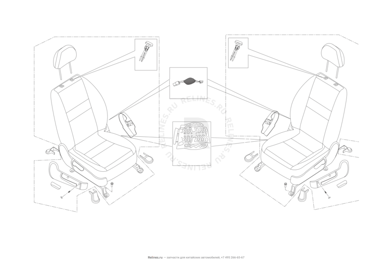 Запчасти Lifan X60 Поколение I и рестайлинги (2011)  — Передние сиденья — схема