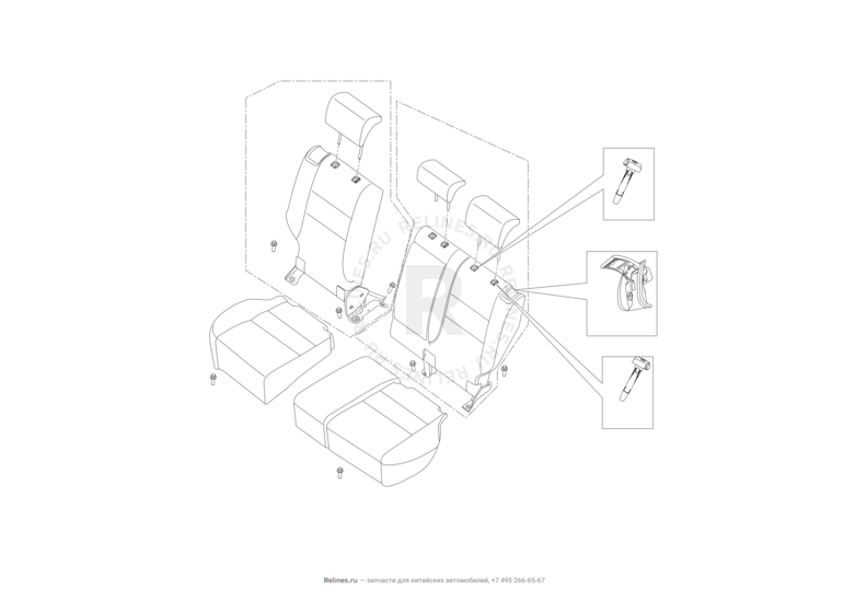 Запчасти Lifan X60 Поколение I и рестайлинги (2011)  — Задние сиденья — схема