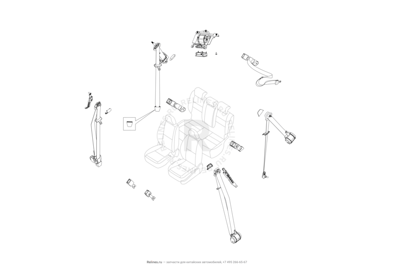Запчасти Lifan X60 Поколение I и рестайлинги (2011)  — Ремни безопасности — схема
