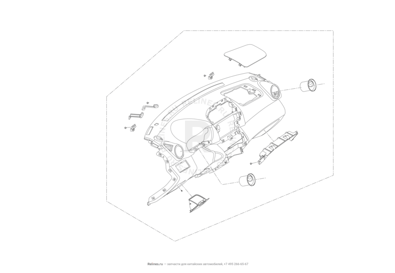 Запчасти Lifan X60 Поколение I и рестайлинги (2011)  — Передняя панель (торпедо) — схема