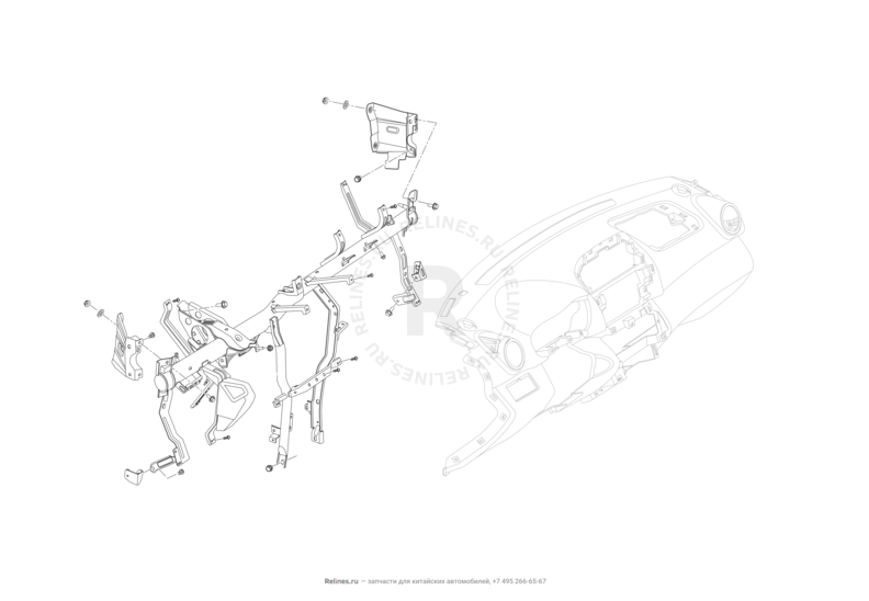 Запчасти Lifan X60 Поколение I и рестайлинги (2011)  — Рама передней панели (торпедо) — схема