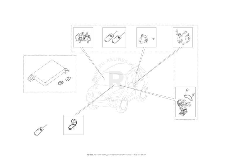 Запчасти Lifan X60 Поколение I и рестайлинги (2011)  — Замок зажигания и личинки замков — схема
