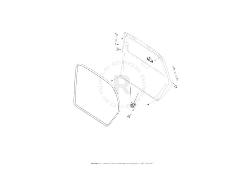 Замок и комплектующие крышки багажника Lifan X60 — схема