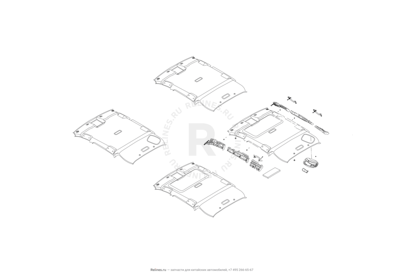 Запчасти Lifan X60 Поколение I и рестайлинги (2011)  — Обшивка потолка, потолочные ручки — схема