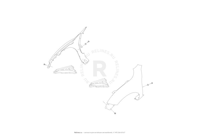 Запчасти Lifan X60 Поколение I и рестайлинги (2011)  — Передние крылья — схема